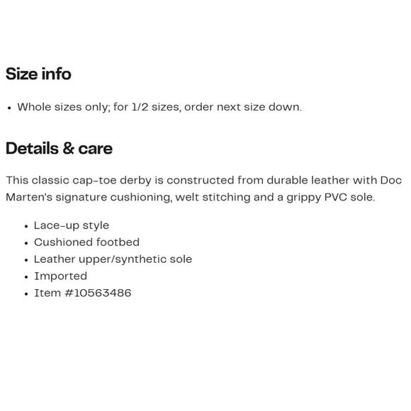 Dr. Martens Black 1461 Combs Cap Toe Derby Lace Up Loafers Woman's 8 / Men's 7 - Picture 12 of 12